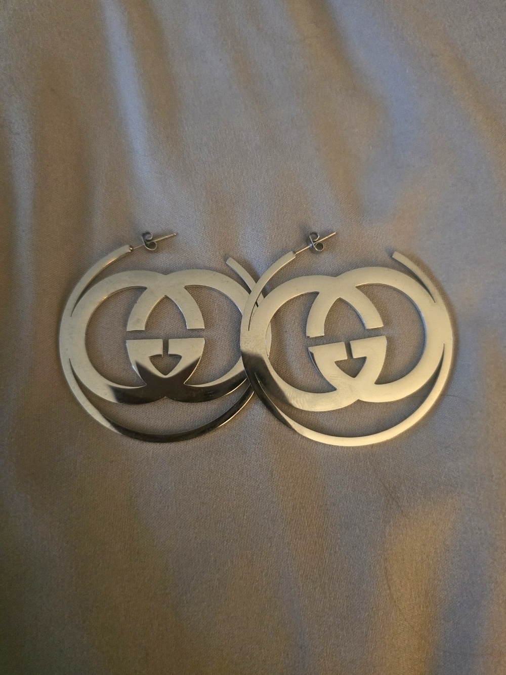 Silver Tone Interlocking Hoop Earrings - Bold Statement